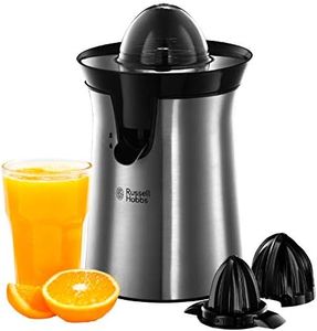 Russell Hobbs Orange Squeezer & Citrus Juicer Electric [Left & Right Rotating, 2 Press Cones for Lemons/Oranges] Stainless Steel (Drip Stop Function, Dishwasher Safe, BPA-Free) Juicer 22760-56