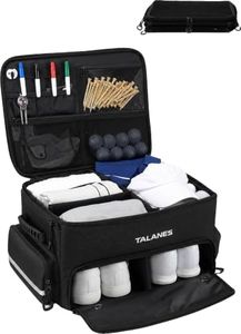 Talanes 2-Layer Golf Trunk Organizer with Ventilated Shoe Pockets, Black