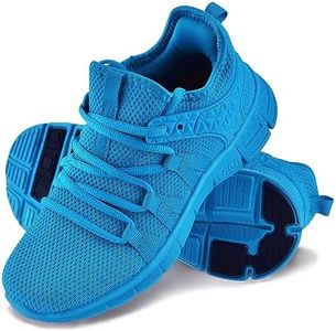 INZCOU Running Shoes Lightweight Tennis Shoes Non Slip Gym Workout Shoes Breathable Mesh Walking Sneakers Fluorescent Blue 8.5women / 7.5men