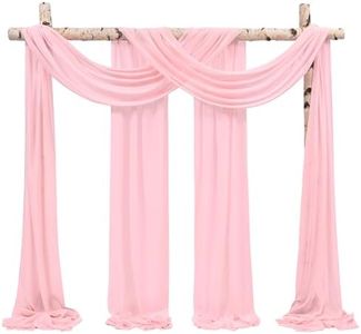 Showgeous 2 Paneles de Cortinas de Gasa para Arco de Boda, 28 x 20 pies, Cortinas de Tela Rosa, Cortinas de Arco, Lona de Gasa Transparente, decoración de Techo