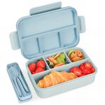 Bugucat Lunch Box 1300ML,Leak-Proof Bento Lunch Box with 4 Compartments,Kids Lunch Box Bento Box Adult with Cutlery, Snack Boxes Bento Boxes with Compartments for School Kindergarten Office,Blue