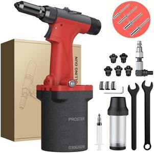 Proster Pneumatic Rivet Gun 5400LBF Heavy Duty Air Hydraulic Riveter Tool with 5 Nosepieces 3/32" 1/8" 5/32" 3/16" 1/4", 360° Swivel Air Inlet, for Specialty Rivets (Seal/Hamer/Closed-End)