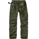 Men's Outdoor Quick Dry Convertible Lightweight Hiking Fishing Zip Off Cargo Work Pants Trousers Army Green