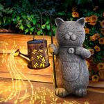 Gifts for Women, Solar Garden Outdoor Statues Cat with Kettle Light, Christmas Gifts for Women, Birthday Gifts for Women Mom Grandma, Garden Decor, House Warming Gifts New Home for Home Outside Decor