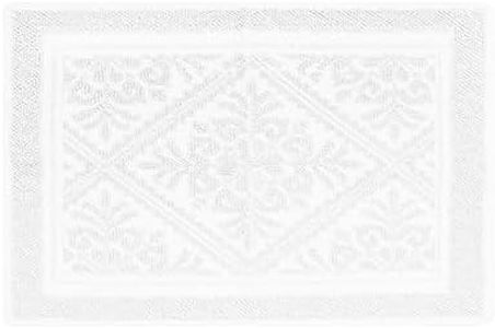 Tappeto Intrecciato Sardo in Cotone Tinta Unita Fantasia in Rilievo Bordo Ricciolini, PRODOTTO IN SARDEGNA (50x80 cm, Bianco)