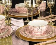 Waterside - 12 Piece Tallulah Pink & Gold Dinner Set