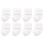 Luvable Friends baby boys Newborn and Terry Socks, White, 0-6 Months US