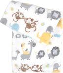 Tadpoles Ultra-Soft Microfleece Plush Safari Baby Blanket, 30x40, Multi, Yellow/Grey