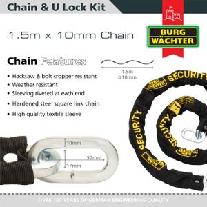 Burg-Wachter Bike Chain and Lock Kit, 1.5M Sold Secure Gold – Black