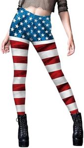 American Flag Pattern Leggings, USA Independence Day Apparel, 4th of July Carnival Women's Pants