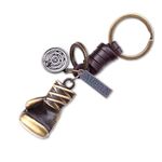 AuPra 3D Boxing Glove KeyRing Gift MMA Kickboxing Leather Men KeyChain Home Car Door Keys Holder Muay Thai UFC Sport Present