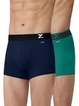 XYXX Men Micro Modal Trunk, Snug Fit, Solid, Pack of 2, XYTRNK2PCKN420L, Navigate+Black Iris, L