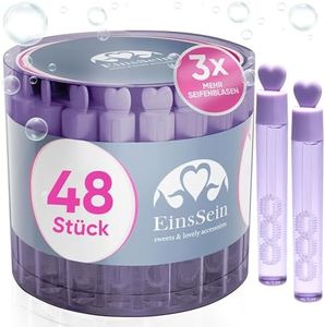 EinsSein 48x Bolle di sapone matrimonio Vetro d'amore Box lilla wedding bubbles bollè sposi piccola compleanno festa sapomo bolles sposi bolla contenitore matrimonio decorazioni decoration accessories