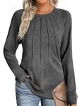 Zeagoo Womens Long Sleeve Tunic Tops Fall Dressy Shirts for Women Crewneck Sweatshirts Lightweight Casual Blouse, Dark Grey XXL