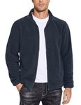 COOFANDY Mens Full Zip Fleece Jacket Casual Light Weight Zipper Coats Warm Winter Jackets Navy Blue Small