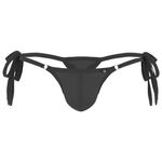 iiniim Men Low Rise Tie-Side Thongs T-Back Underpants Bulge Pouch Sheer Panties G-String Undershorts Black M