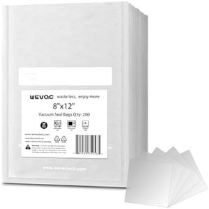 Wevac Quart 8 × 12 Inch, 200 Count, Vacuum Sealer Bags for Food Saver, Seal a Meal, Weston. Commercial Grade, BPA Free, Heavy Duty, Great for vac storage, Meal Prep or Sous Vide