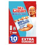 Mr. Clean Magic Eraser, Extra Durable, Shoe, Bathroom, Shower, and Car Window and Windshield Cleaner, Cleaning Pads with Durafoam, 10 Count