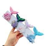 Samyak 4 Pieces Sequin Mermaid Seashell Style Hair Clip Headwear For Kids Cartoon Pattern Side Clip Hair Accessories, (Colors may vary as per availability)