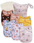 ALVABABY 2.0 AWJ Lining Cloth Diaper With Tummy Panel for Babies 6 Packs Diapers With 6 Inserts with One Wet Dry Bag Adjustable Washable Reusable for Baby Girls And Boys 6WJT02A-L-CA