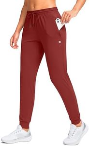 G Gradual Women's Joggers Pants with Zipper Pockets Tapered Running Sweatpants for Women Lounge, Jogging (Savannah Red, Medium)