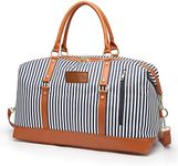 Overnight Bag for Women Canvas Weekend Travel Bag Ladies Duffle Tote Bags PU Leather Trim