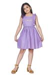 Fashion Dream Girl’s Knee Length Dresses (FDGFRK00180 LAV 20_Lavender_3-4 Yrs)