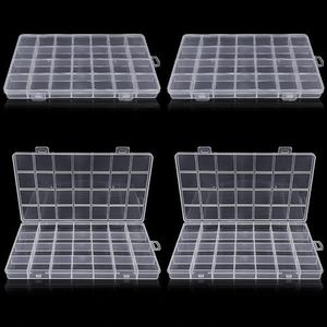 Littlegaofeithing - Caja de almacenamiento de plástico con 28 compartimentos, caja transparente para pequeñas piezas de plástico con etiqueta, artesanía, perlas, joyas, pequeñas piezas