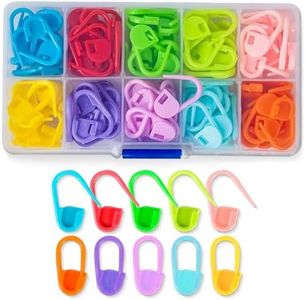 120 Pcs Knitting Crochet Locking Stitch Markers Stitch Needle Clip Counter 10 Colors - 0.4 x 0.8" Size, Durable and Easy to Use, Convenient Storage and 4 Pcs Needle Set Included, Good for DIY Crafting