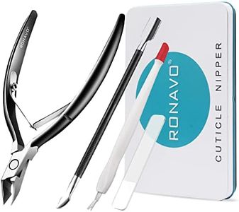 Cuticle Trimmer with Cuticle Pusher, RONAVO Cuticle Remover Cuticle Nipper Professional Stainless Steel Cuticle Cutter Clipper Durable Pedicure Manicure Tools for Fingernails and Toenails (Black)…