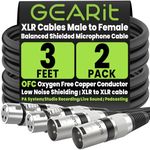 GEARit XLR Cables, Male to Female Microphone Cable 3-Pin Balanced Shielded Mixer XLR to XLR Cable for Recording Studio, Podcast, 3ft 2pack