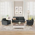 Vesgantti 164cm Fabric Loveseat Sofa Sets, 2 Seater Couch and Armchair with Bilateral Pocket Storage & Removable Cushions, Perfect for Living Room, Bedroom and Office, Tool-free Assembly