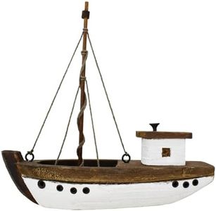 Aecipl Wooden Sailboat Nautical Sail Boat Decor Coastal Tabletop Centerpiece Home Shelf Decoration Beach Themed Statue Ornaments for Bathroom Room Bedroom (A)