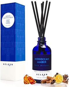 Xcleen Reed Oil Diffuser Set, Fragrance Diffuser - Floral Notes, Vanilla, Cinnamon & Amber, Includes 6 Rattan Scented Sticks Diffuser Reeds, Home & Office Decor, 110ml/3.7oz