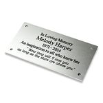 4" x 2" Rectangular satin silver aluminium engraved nameplate. Personalised engraved memorial plaque