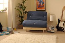 Comfy Living 3ft (90cm) Single Wooden Futon with NAVY Mattress