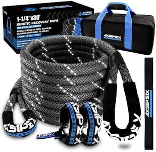 AXSIPEIX Kinetic Recovery Rope Kit (Reflective), 1.25in x 30ft 56,000Lbs, 35% High Elasticity, w/ 2 Soft Shackles, 18,666Lbs Work Load Limit for 4x4 Offroad Vehicle