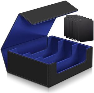 1800+ Card Deck Case for Trading Cards, Leather Magnetic Closure Commander Card Storage Box Magic Card Holders Fit for YuGiOh, MTG and Sport Cards (Deep Blue)