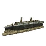 WDOPEN-Aquarium Titanic Shipwreck Decorations - Resin Material Ship Decorations,Shipwreck Warship Simulation Dilapidated Sea War Wreck Hiding House Fish Tank Landscaping Aquarium Decor