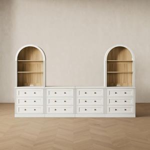 Monos 128-Inch Entertainment Center with Bookshelves and Drawers, White
