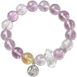 ANNIE WU Natural Amethyst Clear Quartz Citrine Crystal Bracelet, 925 Sterling Silver Accents, Adjustable 17-19cm, Healing Energy Jewelry for Women, Gift Box Included