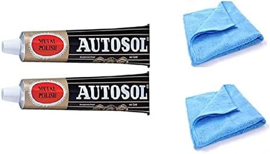 2 x 75ml Tube Solvol Autosol And 2 Microfibre Cloths - Chrome Ali & Metal Polish