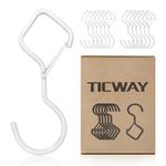 Ticway 12 PCS S Hooks for Hanging with Safety Buckle, Metal Hooks for Hanging Heavy Duty Design for Plants, Clothes, Kitchen Utensil Pots Pans Bathroom Towels (White)