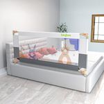 BAYBEE Baby Bed Rail Guard for Baby Safety with 28 Height Adjustable, Portable Bed Side Protector for Babies Falling | Foldable Single Beds Railing for Toddler (1 Side, Grey/White, 200x80cm)