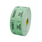 DNB 1000 Raffle Tickets - Double Roll 1000 Pairs per Roll 2 x 2 Inch 50/50 Consecutively Numbered Tickets for Entry/Events/Fundraiser/Prizes - Green