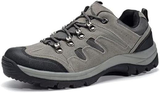 CC-Los Men's Waterproof Hiking Shoes Lace-Free Lightweight & Breathable No Tie Outdoor Work Shoes Grey Size 10-10.5 New Upgrade