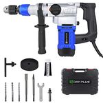 1080W Professional Rotary Hammer Drill, Vibration Control & Safety Clutch 4500RPM Multifunctional Electric Hammer Power Drill Breaker 4 Modes Drilling 6 Variable Speed,Chisels and Drill Bits with Case