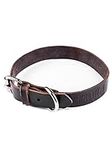 Mighty Paw Leather Dog Collar - Genuine Material - Strong Metal Pet Buckle - Ultimate Comfort - Comfort Dog Collar - Strong Dog Collar for All Dog Sizes - Dog Collar Leather - Soft Collar (Brown)