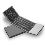 Go-Tecz Foldable Bluetooth Keyboard,Wireless Bluetooth Keyboard With Touchpad,Pocket Size Usb Rechargeable Bluetooth Keyboard Compatible With Ios,Windows,Android Smartphones,Tablets,Laptops And Etc.