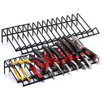 CASOMAN Plier Organizer Rack, 2 Pack, Pliers Holder in Black Wrench organizer, tool organizers and storage, 15-Slot Plier Rack